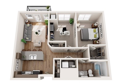 Floor plan for 2 beds, 1 bath, 831 sqft